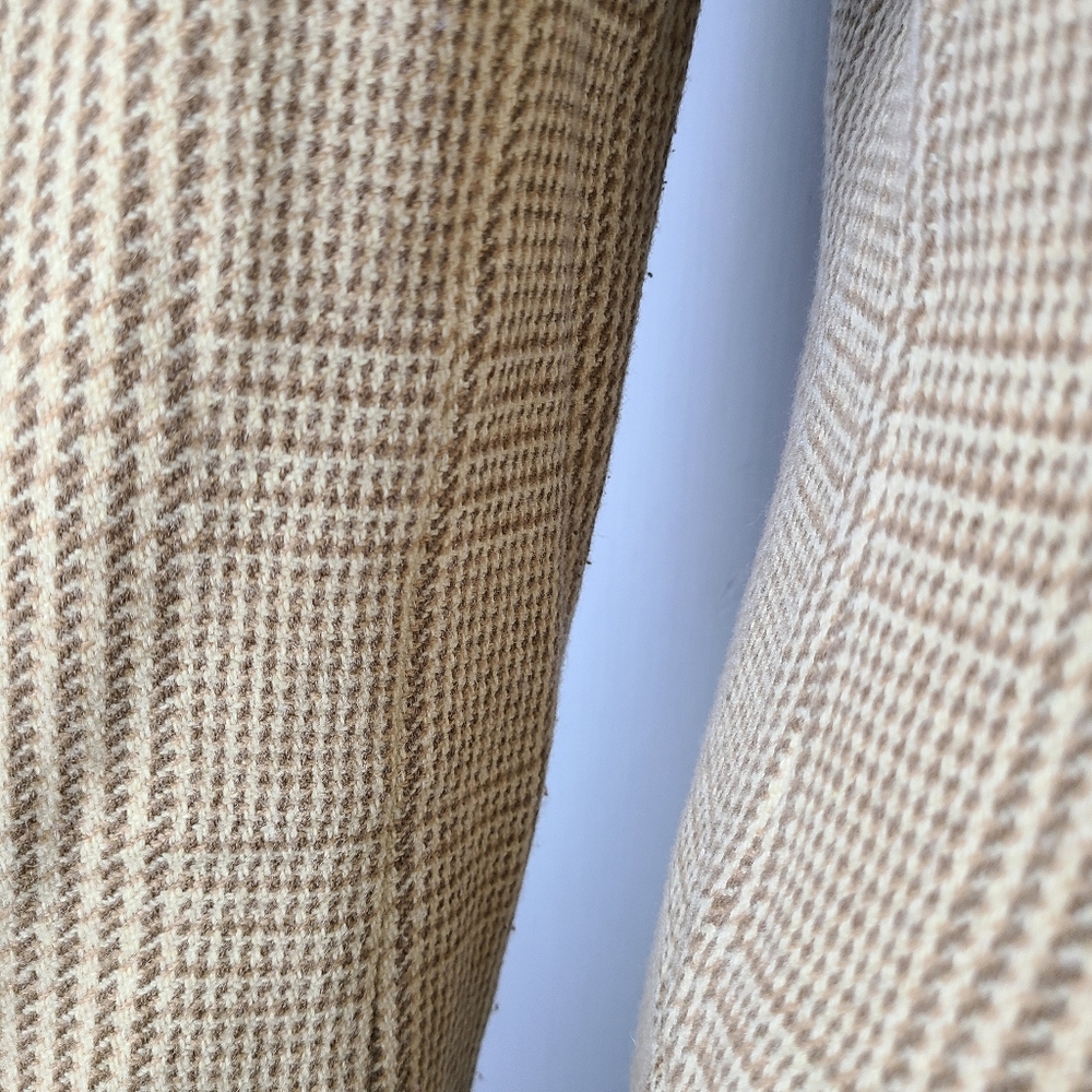 Ralph Lauren Tan Herringbone Wool Blend Double Breasted 90s Vintage Blazer - Picture 7 of 11